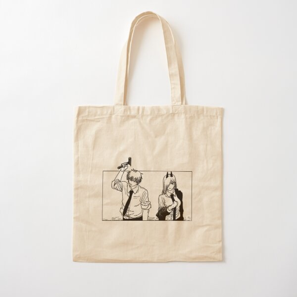 Denji and Power trying to kill some drunk old man. Cotton Tote Bag RB0908 product Offical chainsaw man Merch